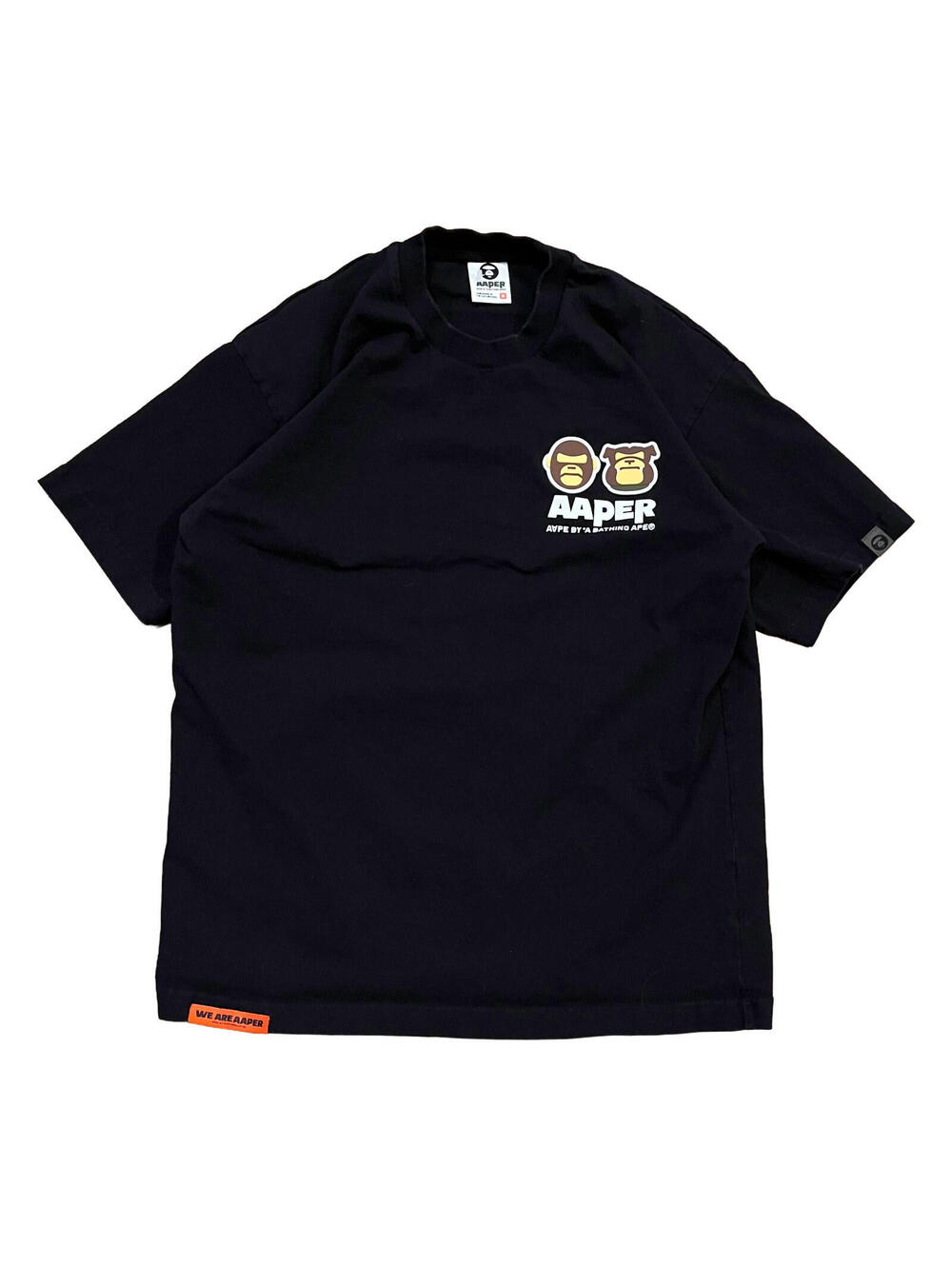 AAPE By A Bathing Ape Ape and Dog Logo Logo Union Tee Black Medium